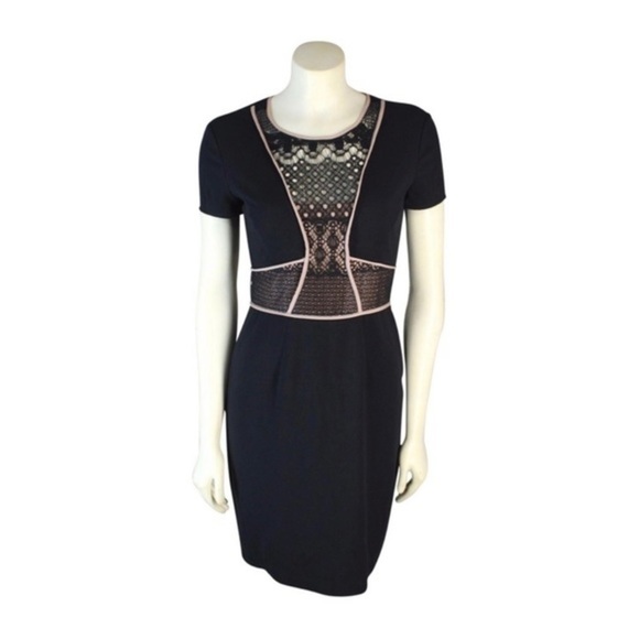 BCBGMaxAzria Dresses & Skirts - Bcbgmaxazria Libi Lace Color-Block Peplum Cocktail Dress Size 6